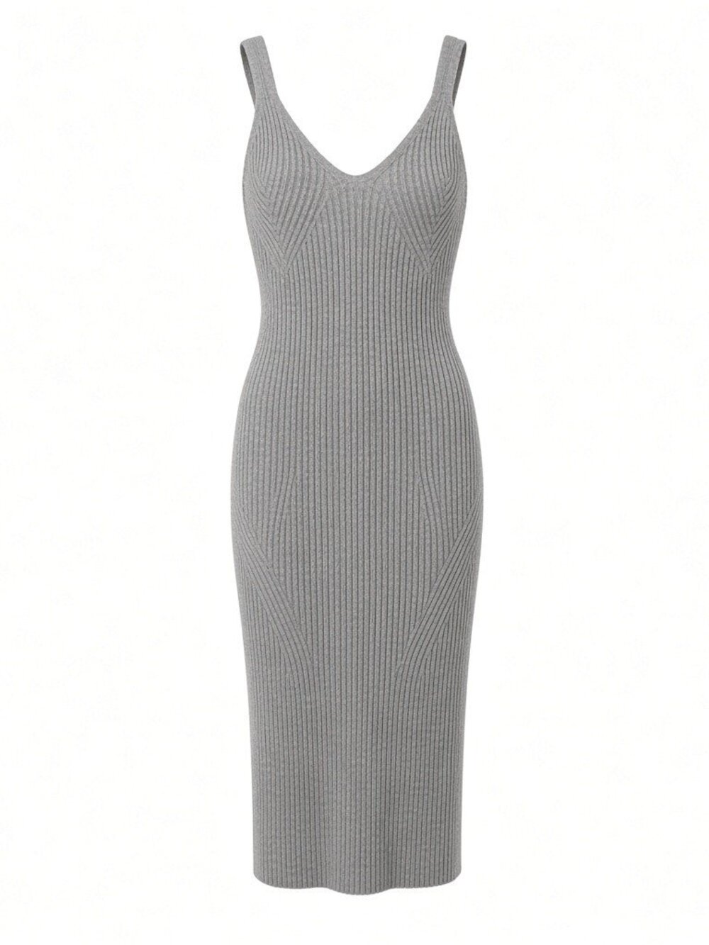 Dex Grey Ribbed Knit Bodycon Midi Sweater Dress Size Medium